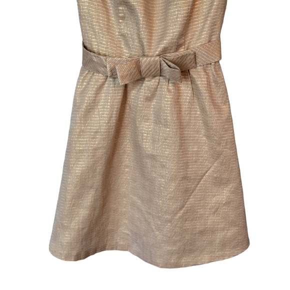 LC Lauren Conrad Gold Tone Holiday Christmas Formal Dress With Bow Women's 2 - Picture 3 of 13